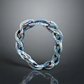Elegant Fashionable Blue And Silver Intertwined Chain Bracelet With Sparkling Accents