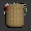 Wicker Storage Basket With Colorful Fabric And Red Strawberry Pattern