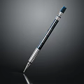 Sleek Modern Metal Pen With Silver Blue Accents And Reflective Writing Surface