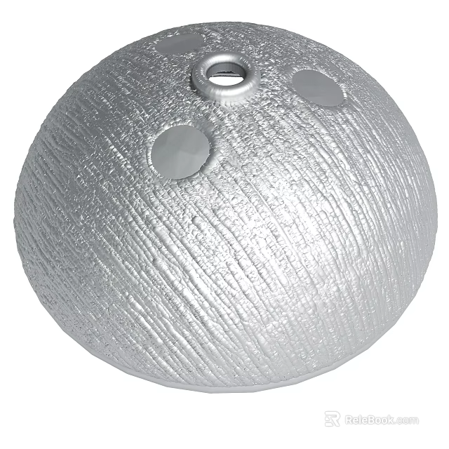 Silver Spherical Metal Decorative Ornament With Textured Surface And Circular Holes 3d model 