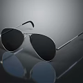 Aviator Sunglasses With Silver Metal Frame And Dark Tinted Lenses