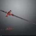 Decorative Sword With Red Intricate Hilt And Shiny Silver Blade Design