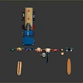 Game and Movie Characters with Colorful Outfits Truck and Hot Dogs