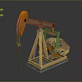 Industrial Oil Pump With Orange Rotary Arm And Steel Support Frame Structure
