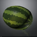 Fresh Watermelon with Green and Dark Striped Rind Juicy Sweet Summer Fruit