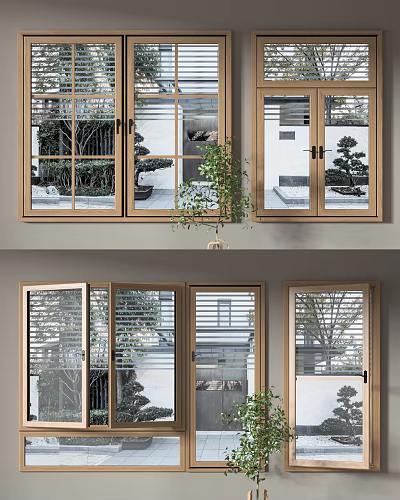 Wooden Frame Casement Windows With Clear Glass And Indoor Outdoor View Design 3d model Wooden Frame Casement Windows With Clear Glass And Indoor Outdoor View Design 3d model