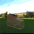 Decorative Ornament Combination Featuring Wooden Pet Cage Green Roof For Outdoor Grassland