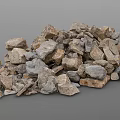 Pile Of Natural Stone And Wood Chunks For Building Materials