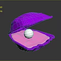 Shiny Pearl Inside Open Purple Shell With Pink Lining On Dark Background