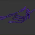 Black Curved Hoses Components With Multiple Flexible Tubes And Green Rings At Ends