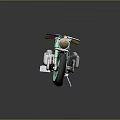 Vintage Light Green Motorcycle With Orange Seat And Metallic Body Design