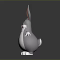 3D Model Rabbit Doll With Gray Body White Belly Big Ears Smiling Open Arms
