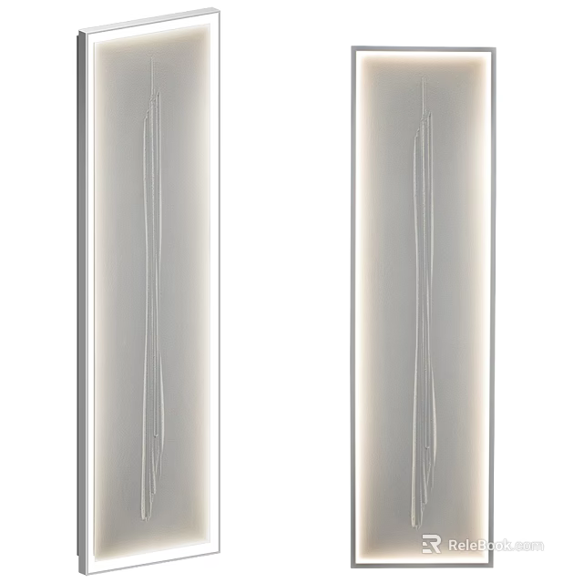 Modern Decorative Mirrors With Sleek Metal Frames And Vertical Line Patterns 3d model 