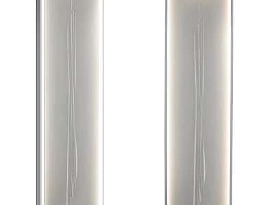 Modern Decorative Mirrors With Sleek Metal Frames And Vertical Line Patterns 3d model