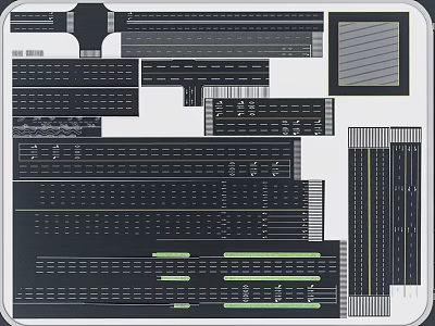 Modern municipal road zebra crossing arrow marking marking ground lane indication line highway standard section 3d model