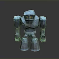 Blue Stone Golem Character With Yellow Eyes Angular Design 3D Model Standing 3d model