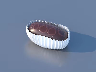 Delicious Oval Brown Chocolate With White Paper Liner And Smooth Surface 3d model