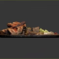 Delicious Meat Platter With Red Sliced Meat Green Vegetables And Yellow Cheese