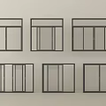 Different Modern Window Designs With Black Frames And Various Opening Styles 3d model