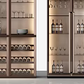 Elegant Modern Wine Cabinet With Glass Doors Wine Bottles And Glasses