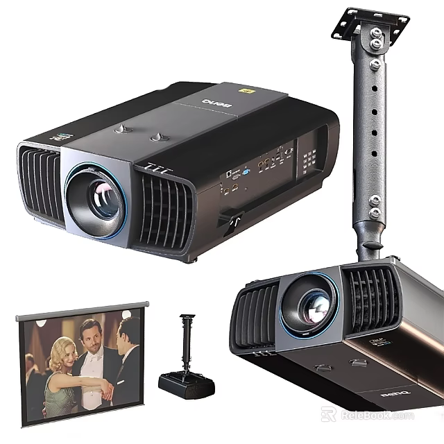 High Quality Projection Monitoring Projector With Adjustable Bracket And Clear Display Screen 3d model 