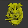Golden Dragon Shaped Pencil Holder With Red Green Yellow Pencils And White Patterned Base