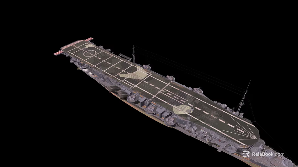 Aircraft Carrier Warship With Flight Deck Runway And Hull Structure 3d model
