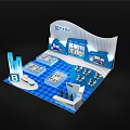 Baineng Group Exhibition Booth With Blue Curved Structure And Display Areas