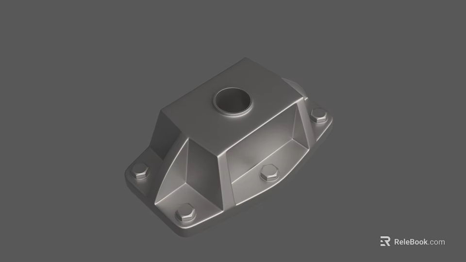 Sturdy Metal Mechanical Base Part With Central Hole And Bolt Holes 3d model 