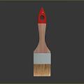 Practical Household Brush With Red Handle Wooden Grip And Brown Bristles