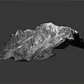 Realistic 3D Mountain Terrain Model With Detailed Topography And Gray Background