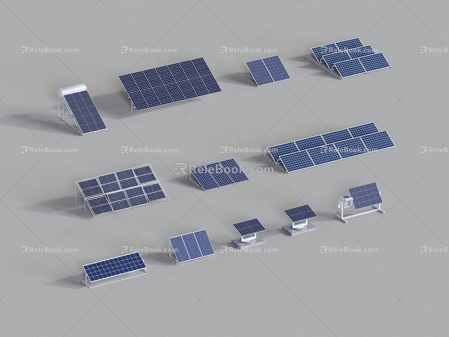 Modern solar panel photovoltaic panel power generation panel battery board industrial equipment 3d model