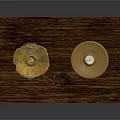 Decorative Golden Candle Holders With White Candle On Wooden Base