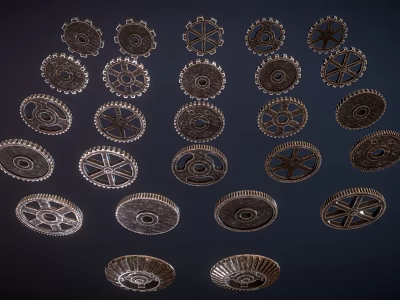 Various Detailed Metal Mechanical Gears Showing Different Design Structures And Shapes 3d model