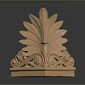 Golden Decorative Plant Inspired Sculpture Featuring Intricate Leaf Like Patterns On Reflective Base 3d model
