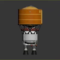 Cylindrical Orange And White Spacecraft Lander With Metallic Body And Support Legs