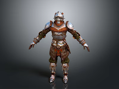 Detailed Medieval Full Body Armor As Protective Weapon With Silver And Brown Accents 3d model