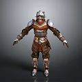 Detailed Medieval Full Body Armor As Protective Weapon With Silver And Brown Accents