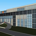 Modern Government Office Building With Glass Curtain Wall And Front Exterior Design