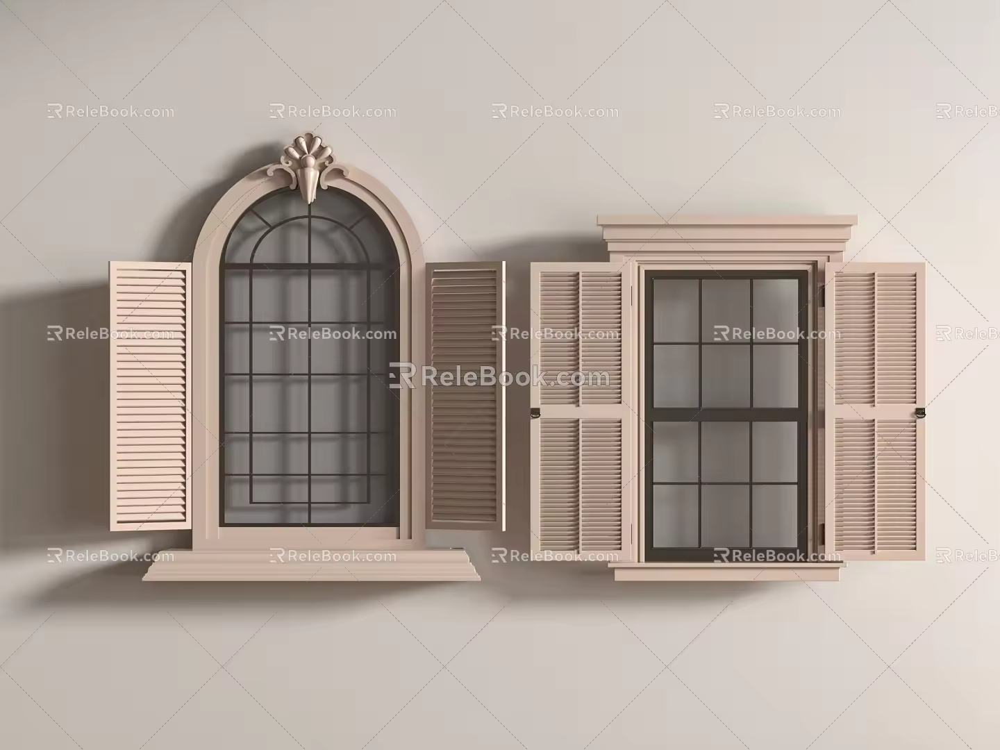 European-style window combination louver 3d model