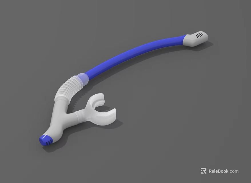 Blue And White Curved Medical Tube With Flexible Connector For Healthcare Use 3d model 