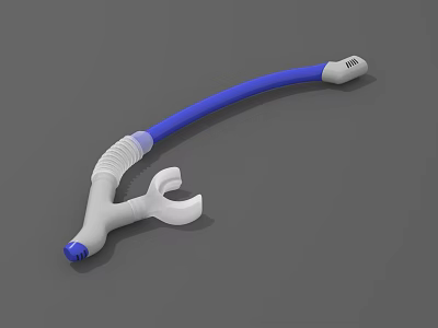 Blue And White Curved Medical Tube With Flexible Connector For Healthcare Use 3d model