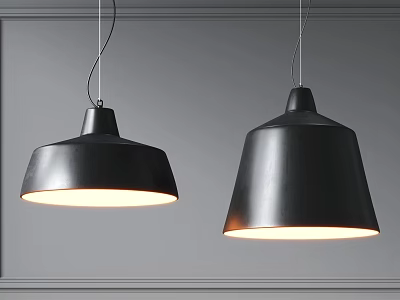 Two Black Modern Bell Shaped Pendant Lights For Indoor Ceiling Decor 3d model