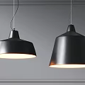 Two Black Modern Bell Shaped Pendant Lights For Indoor Ceiling Decor 3d model