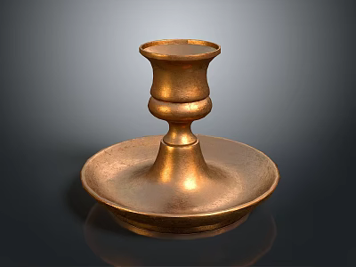 Brass Candle Holder For Home Decor With Round Base And Elegant Stem Design 3d model