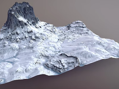 Snowy Mountain Themed Garden Landscape With Snow Covered Peaks And Terrain Details 3d model