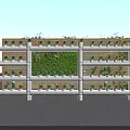 School Wooden Pergola Rest Area With Tables Benches Green Plants Decorative Paintings And Sunlight