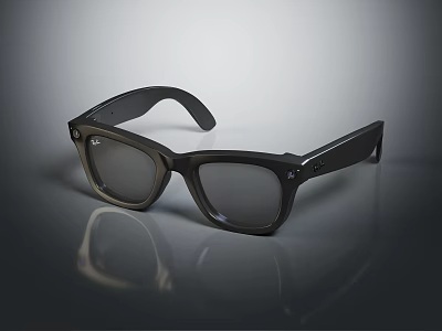 Black Sunglasses With Dark Frame Tinted Lenses And Reflective Surface On Gray Background 3d model