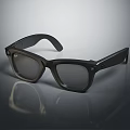 Black Sunglasses With Dark Frame Tinted Lenses And Reflective Surface On Gray Background