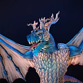 Blue Dragon Fantasy Character With Scaled Wings Horned Head And Mythical Creature Design